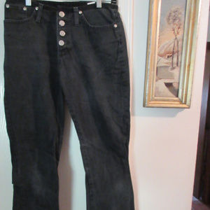 RAVE 4 REAL BLACK DENIM JEANS Size 7 Button Front